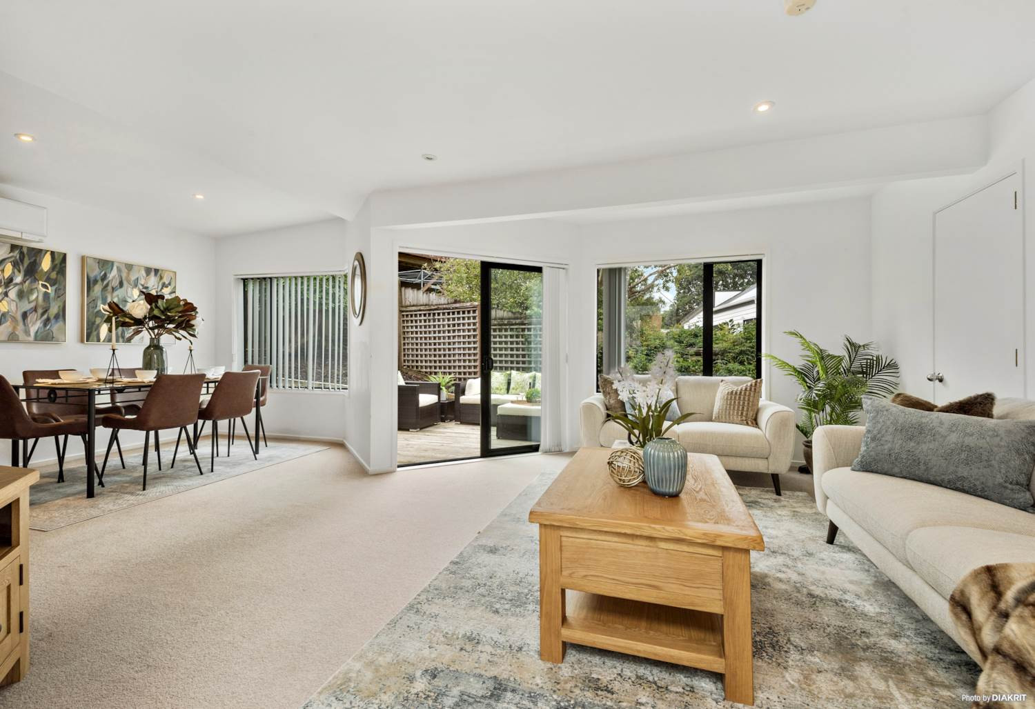 Modern home living room with double glazed windows and doors